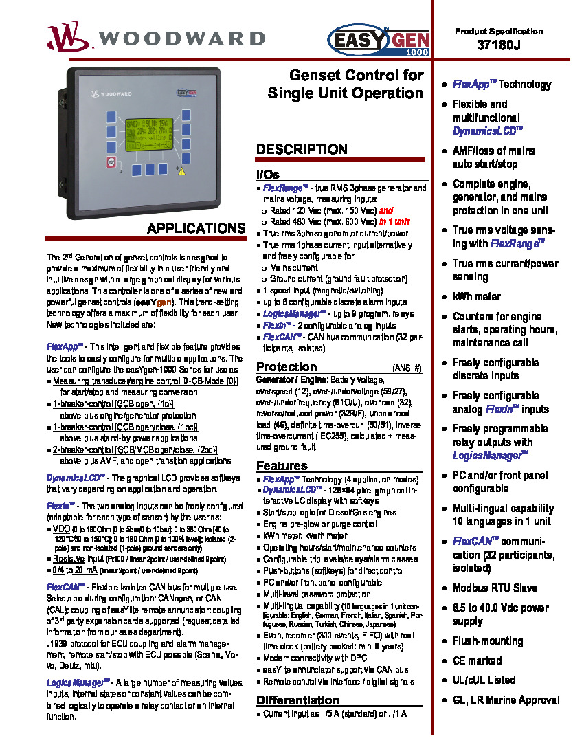 First Page Image of 8440-1751 easYgen 1500 Prod Spec 37180.pdf